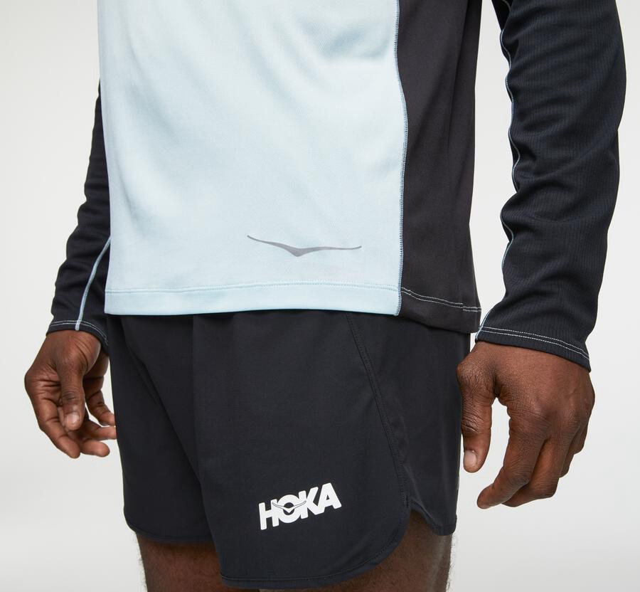 Tops Mens - Hoka One One Performance Long Sleeve - Blue/Black - SHMQABF-35